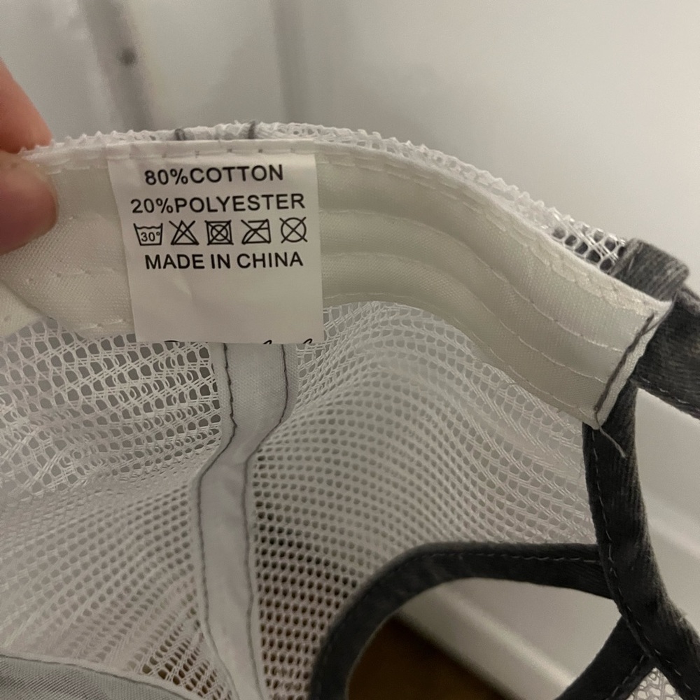 New without tags Ballcap Gray Distressed American Flag Patch with bun hole - Picture 11 of 12